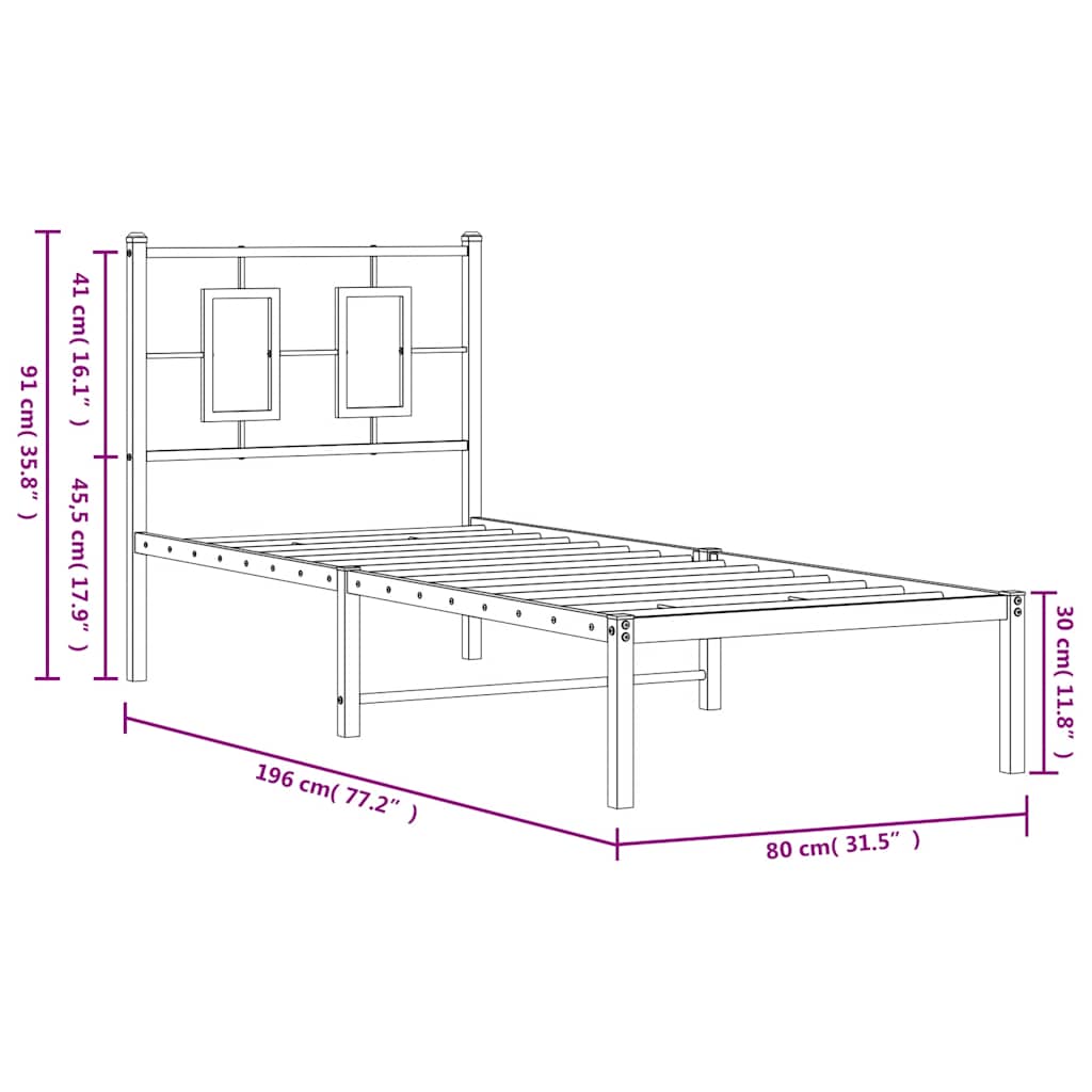 Giroletto senza Materaso con Testiera Metallo Bianco 75x190 cm