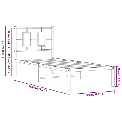 Giroletto senza Materaso con Testiera Metallo Bianco 75x190 cm
