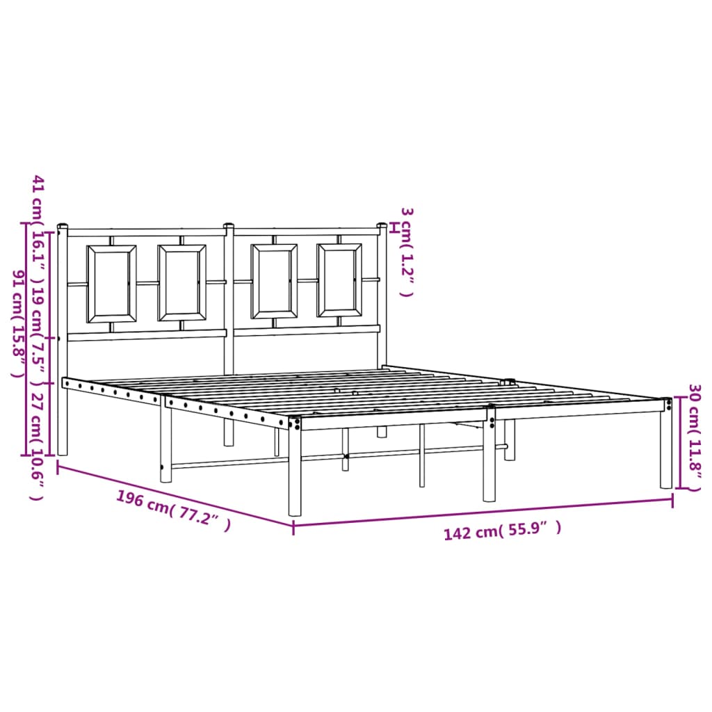 Giroletto con Testiera Metallo Bianco 135x190 cm | homemem39