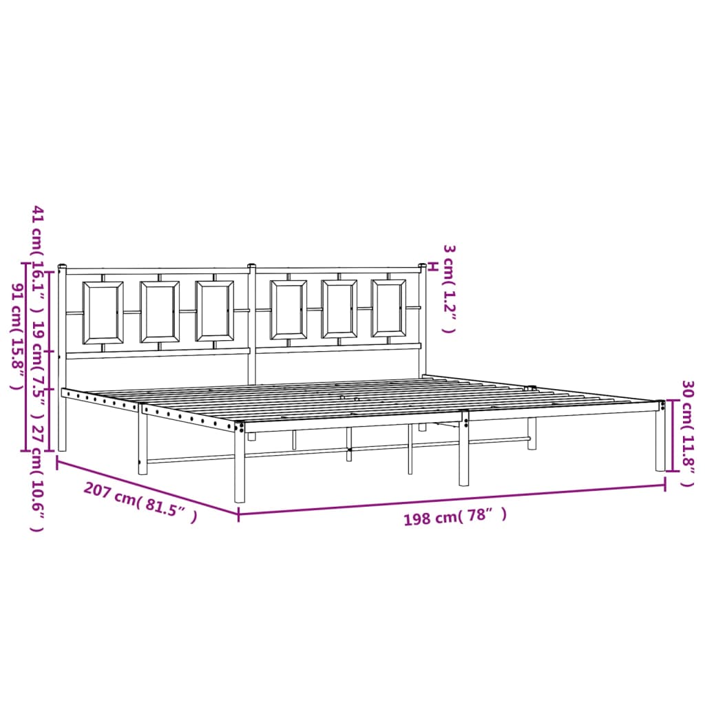 Giroletto con Testiera Metallo Bianco 193x203 cm | homemem39