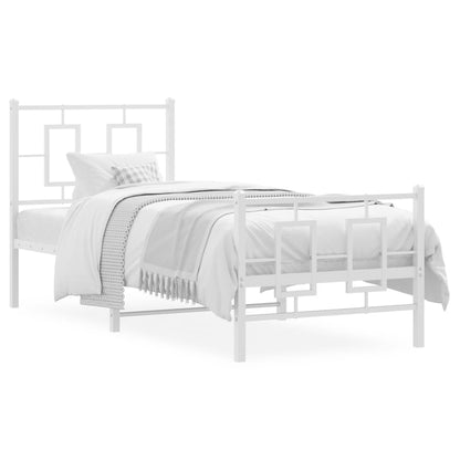 Giroletto con Testiera e Pediera Metallo Bianco 75x190 cm | homemem39