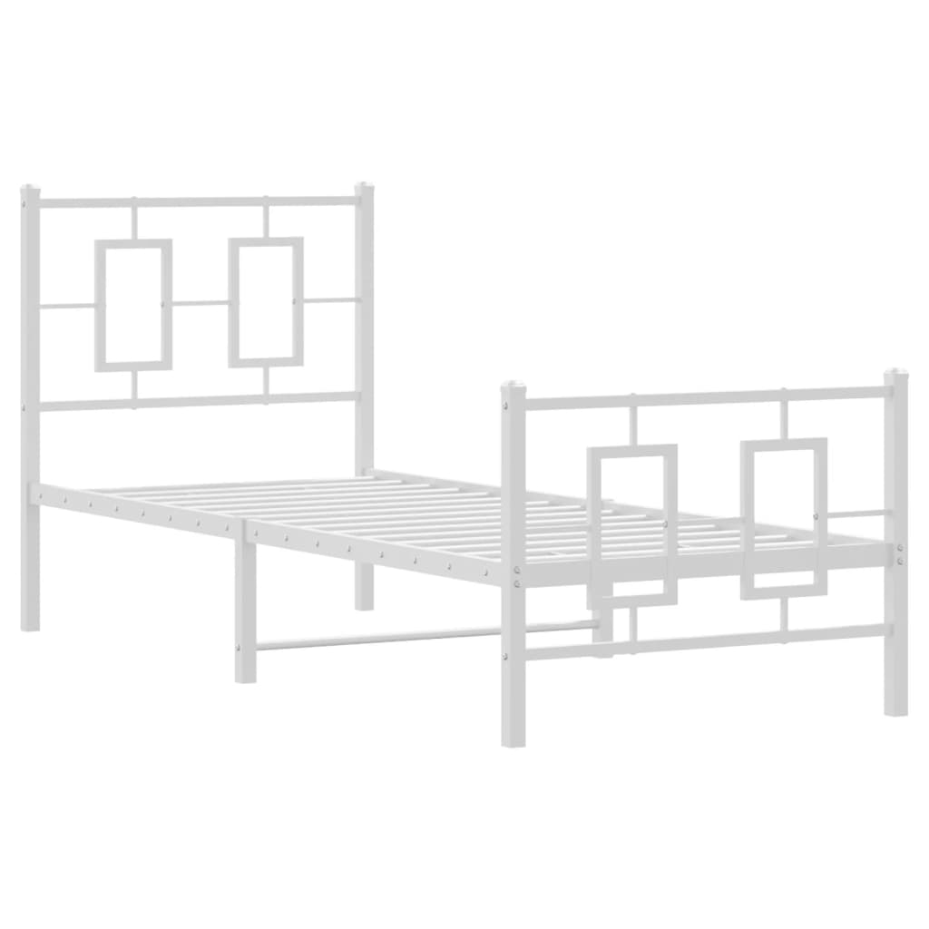 Giroletto con Testiera e Pediera Metallo Bianco 75x190 cm | homemem39