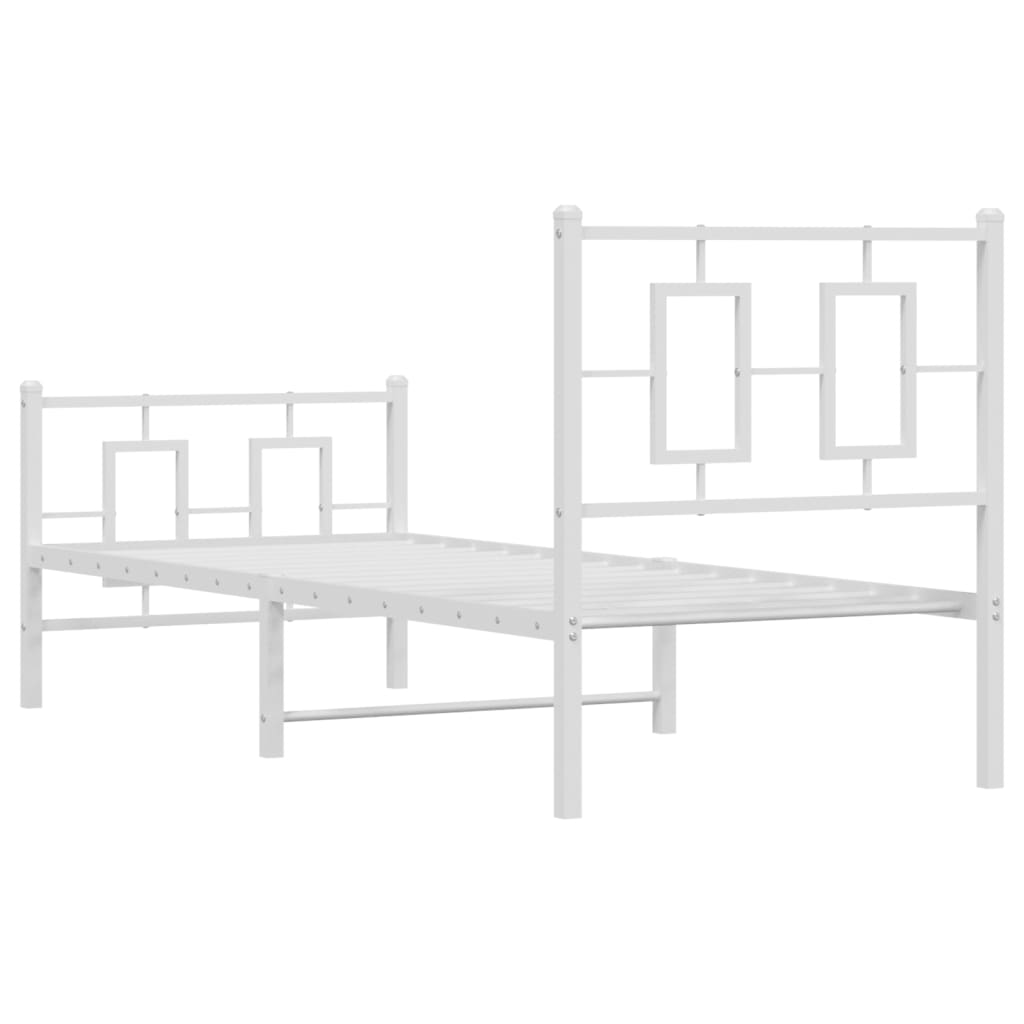 Giroletto con Testiera e Pediera Metallo Bianco 75x190 cm | homemem39