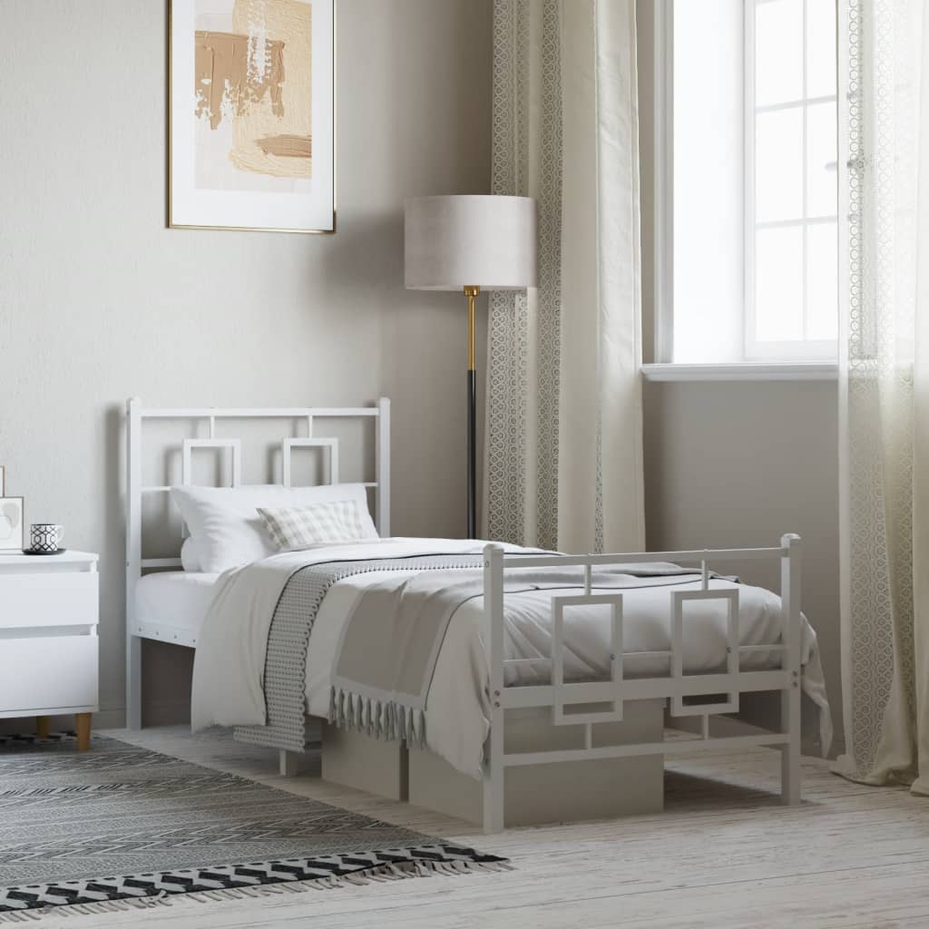 Giroletto con Testiera e Pediera Metallo Bianco 75x190 cm | homemem39