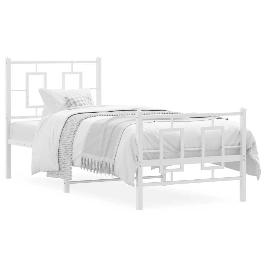 Giroletto con Testiera e Pediera Metallo Bianco 80x200 cm | homemem39