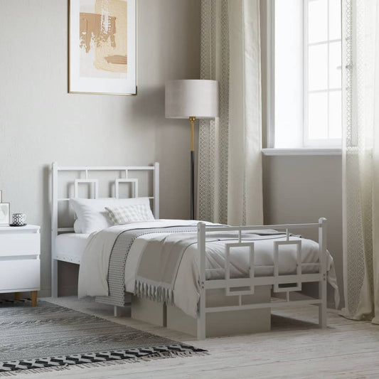 Giroletto con Testiera e Pediera Metallo Bianco 80x200 cm | homemem39