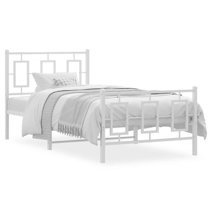 Giroletto con Testiera e Pediera Metallo Bianco 90x200 cm | homemem39
