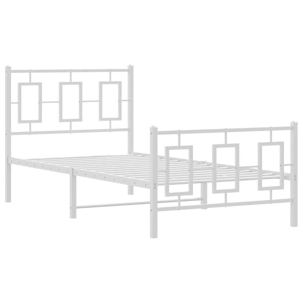 Giroletto con Testiera e Pediera Metallo Bianco 90x200 cm | homemem39