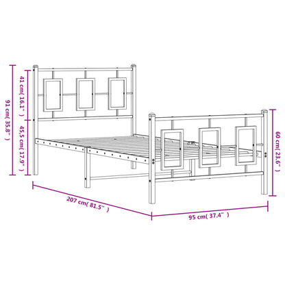 Giroletto con Testiera e Pediera Metallo Bianco 90x200 cm | homemem39
