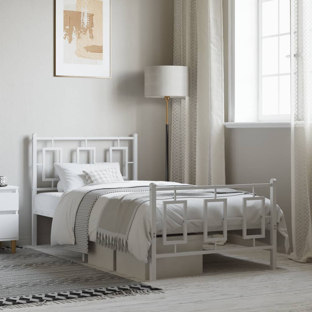 Giroletto con Testiera e Pediera Metallo Bianco 90x200 cm | homemem39