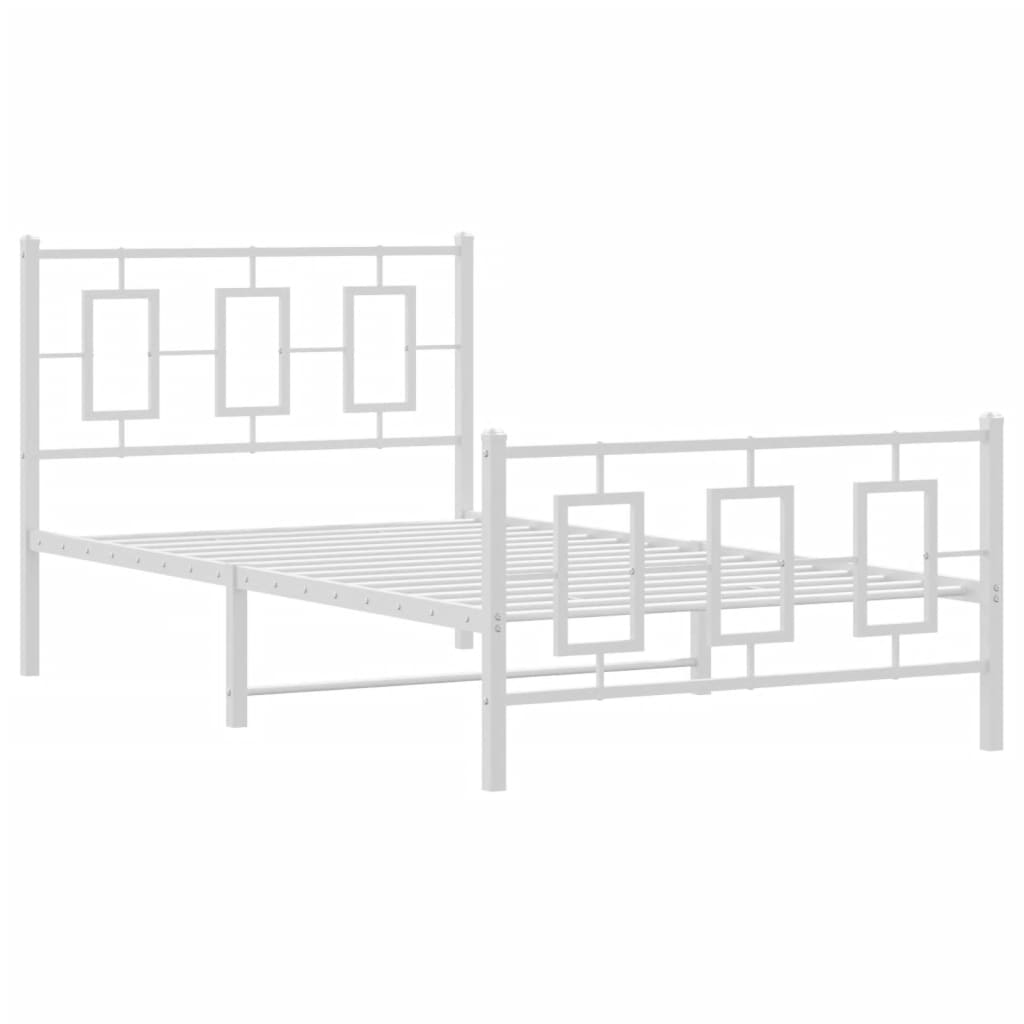 Giroletto con Testiera e Pediera Metallo Bianco 100x200 cm | homemem39