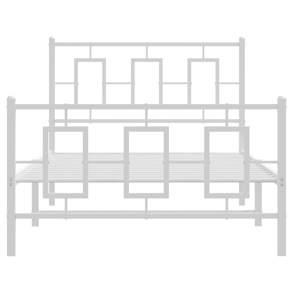 Giroletto con Testiera e Pediera Metallo Bianco 100x200 cm | homemem39