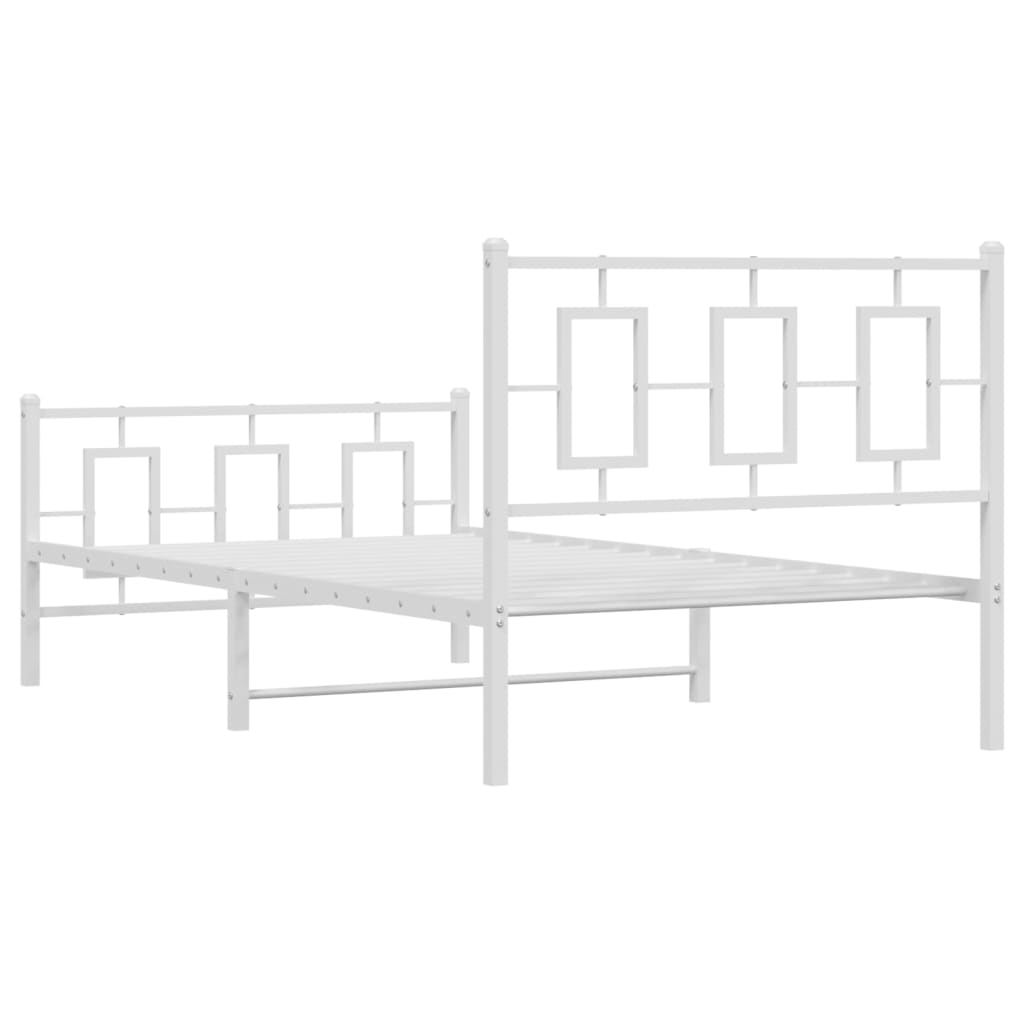 Giroletto con Testiera e Pediera Metallo Bianco 100x200 cm | homemem39