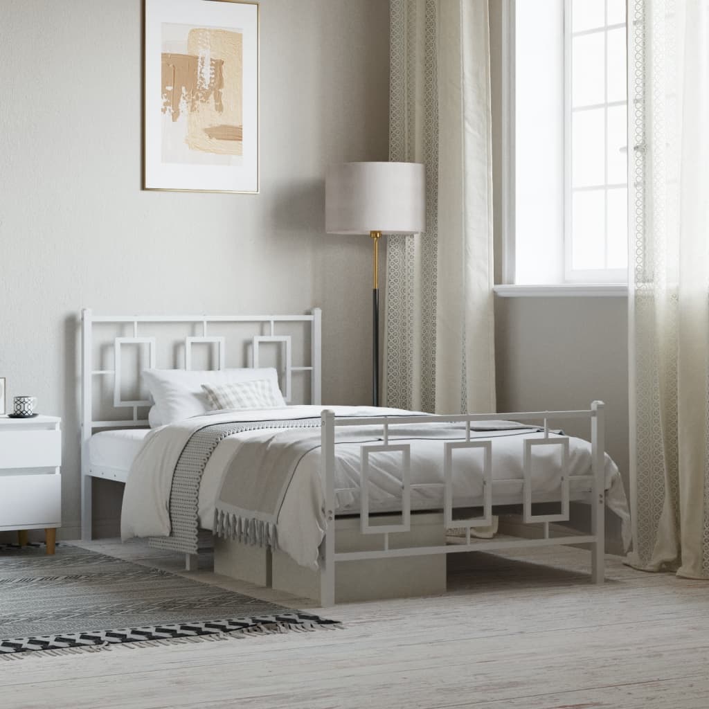 Giroletto con Testiera e Pediera Metallo Bianco 100x200 cm | homemem39