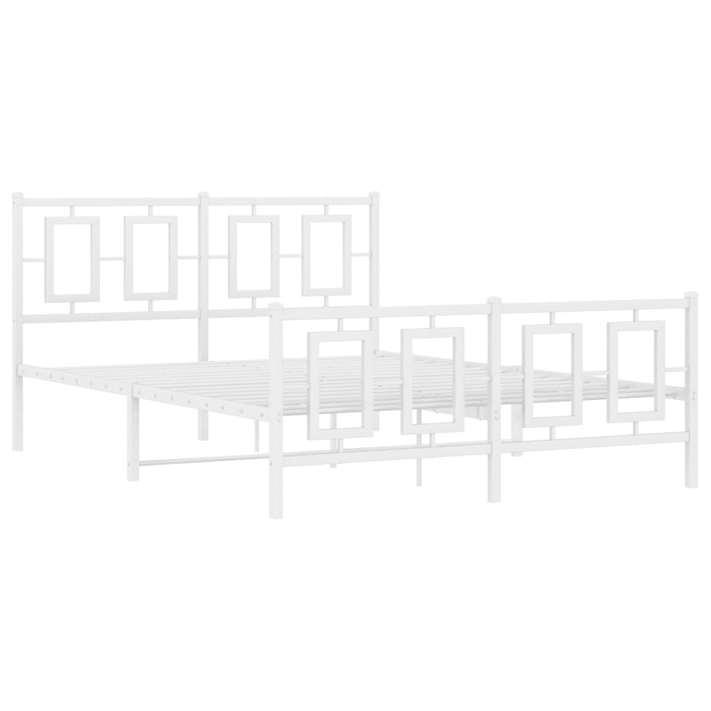 Giroletto con Testiera e Pediera Metallo Bianco 135x190 cm | homemem39