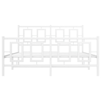 Giroletto con Testiera e Pediera Metallo Bianco 140x190 cm | homemem39
