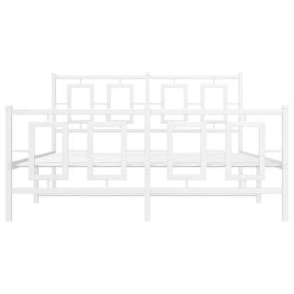 Giroletto con Testiera e Pediera Metallo Bianco 140x200 cm - homemem39