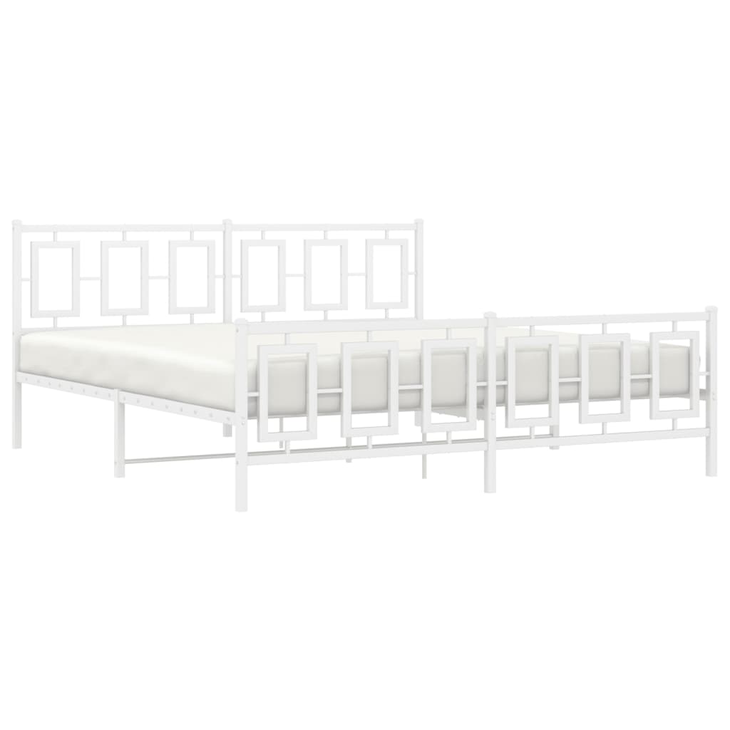 Giroletto con Testiera e Pediera Metallo Bianco 180x200 cm