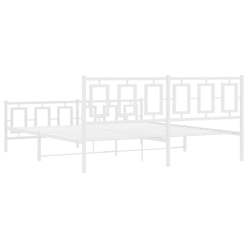 Giroletto con Testiera e Pediera Metallo Bianco 180x200 cm | homemem39