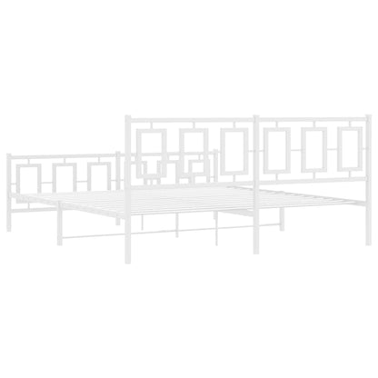 Giroletto con Testiera e Pediera Metallo Bianco 180x200 cm | homemem39