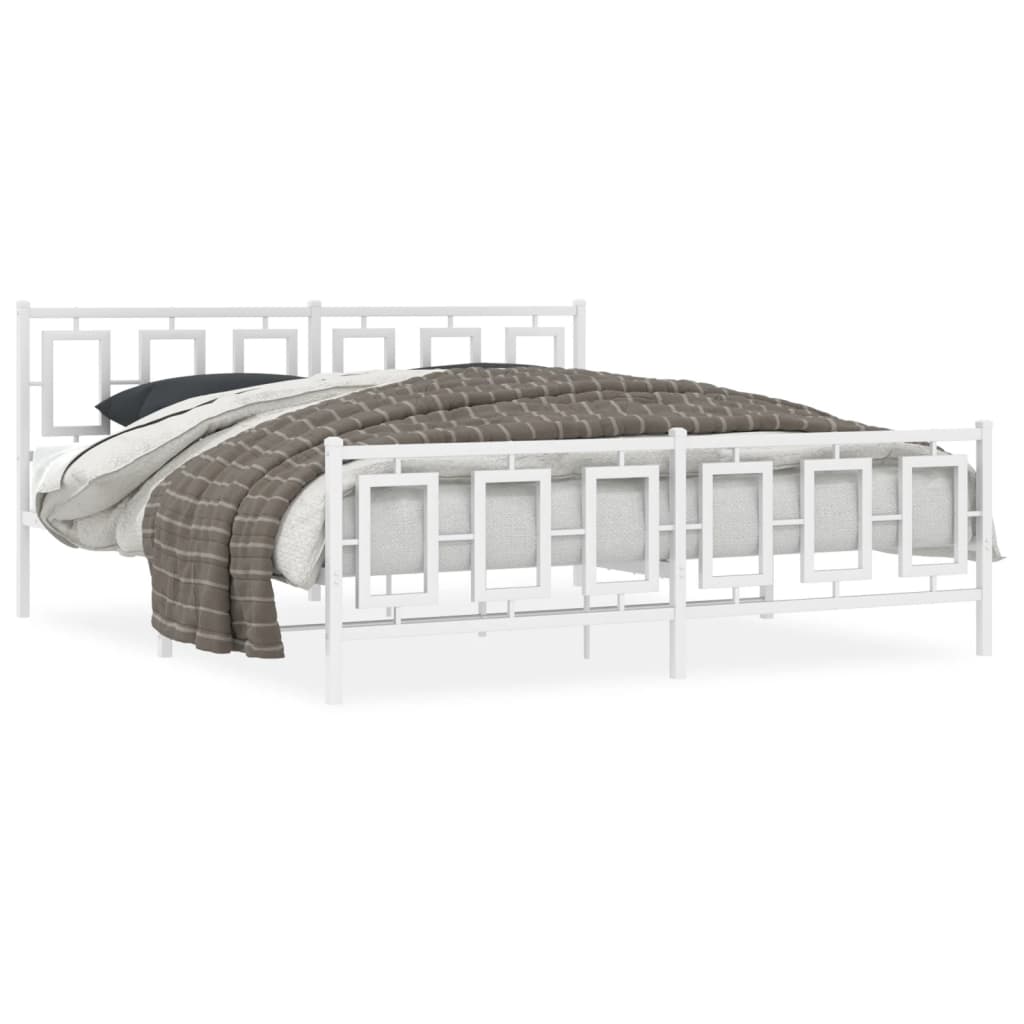 Giroletto con Testiera e Pediera Metallo Bianco 183x213 cm | homemem39