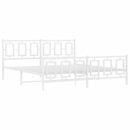Giroletto con Testiera e Pediera Metallo Bianco 183x213 cm | homemem39