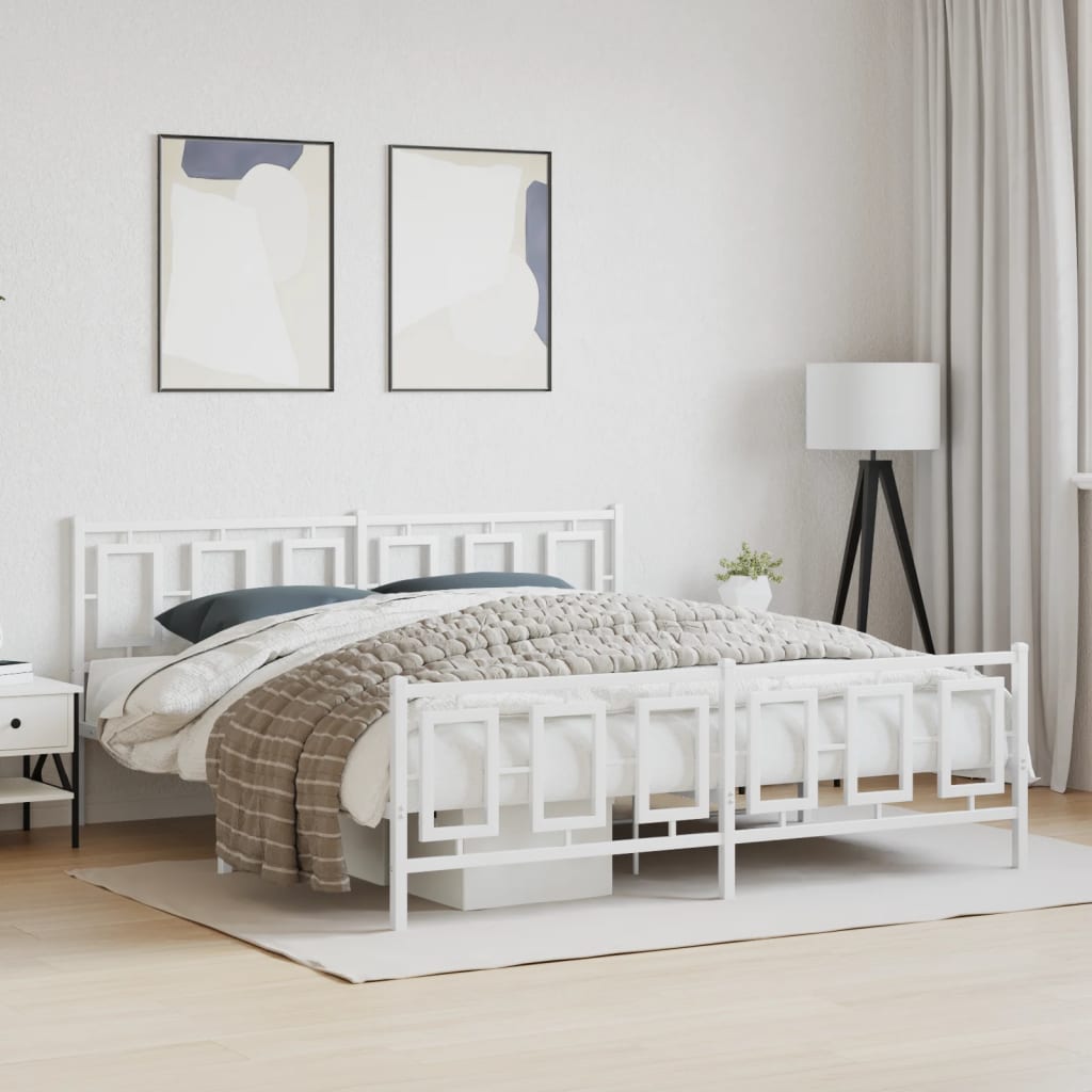 Giroletto con Testiera e Pediera Metallo Bianco 183x213 cm | homemem39