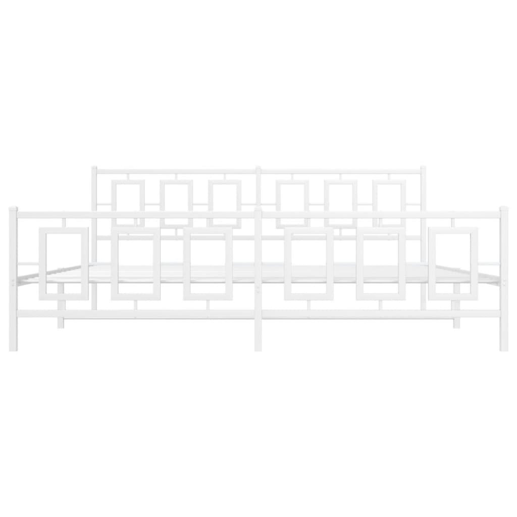 Giroletto con Testiera e Pediera Metallo Bianco 193x203 cm - homemem39