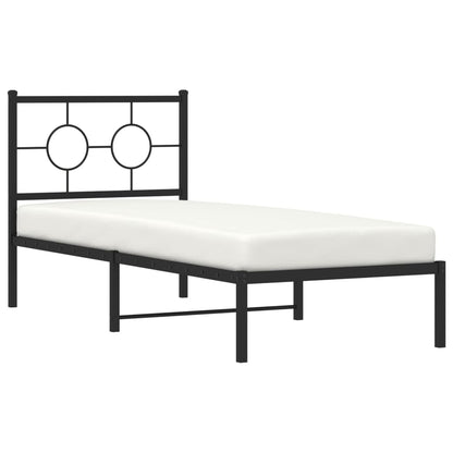 Giroletto con Testiera in Metallo Nero 80x200 cm