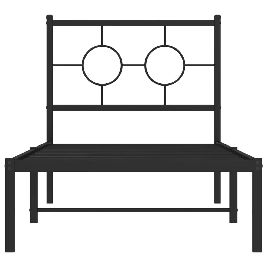 Giroletto con Testiera in Metallo Nero 80x200 cm | homemem39