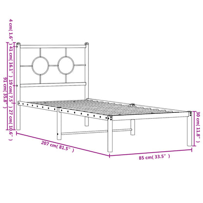 Giroletto con Testiera in Metallo Nero 80x200 cm | homemem39
