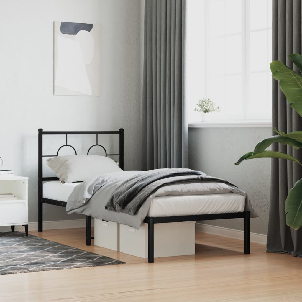 Giroletto con Testiera in Metallo Nero 80x200 cm | homemem39