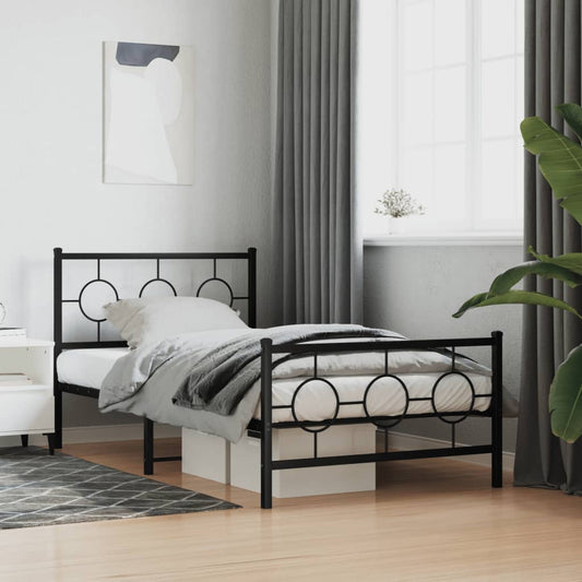 Giroletto con Testiera e Pediera Metallo Nero 100x190 cm | homemem39