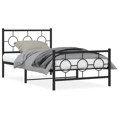 Giroletto con Testiera e Pediera Metallo Nero 100x200 cm | homemem39