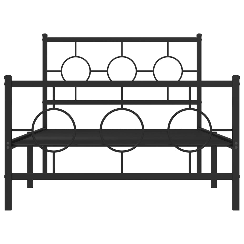 Giroletto con Testiera e Pediera Metallo Nero 100x200 cm | homemem39