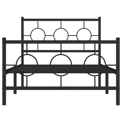 Giroletto con Testiera e Pediera Metallo Nero 100x200 cm | homemem39