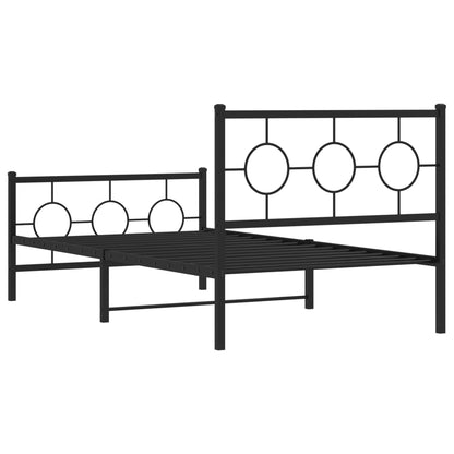 Giroletto con Testiera e Pediera Metallo Nero 100x200 cm | homemem39