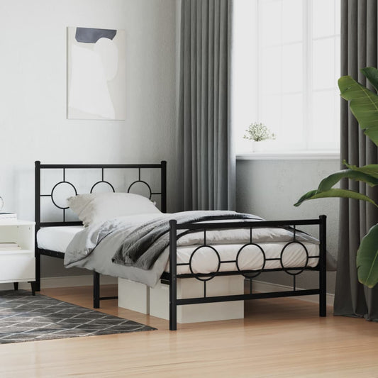 Giroletto con Testiera e Pediera Metallo Nero 100x200 cm | homemem39