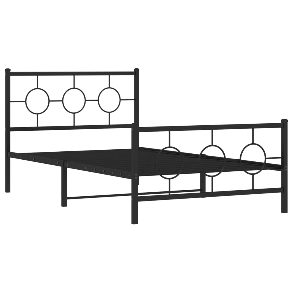 Giroletto con Testiera e Pediera Metallo Nero 107x203 cm - homemem39