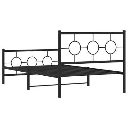 Giroletto con Testiera e Pediera Metallo Nero 107x203 cm
