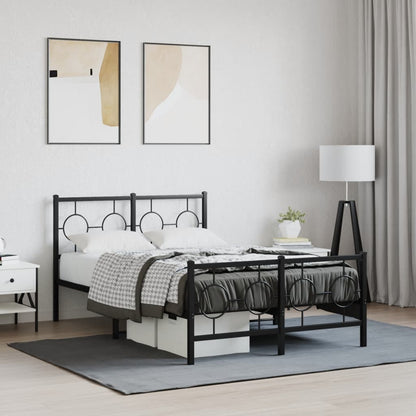 Giroletto con Testiera e Pediera Metallo Nero 120x190 cm - homemem39