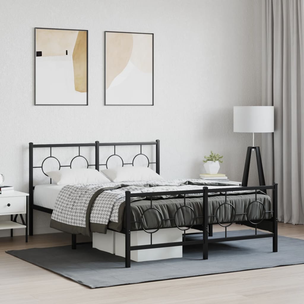 Giroletto con Testiera e Pediera Metallo Nero 135x190 cm | homemem39
