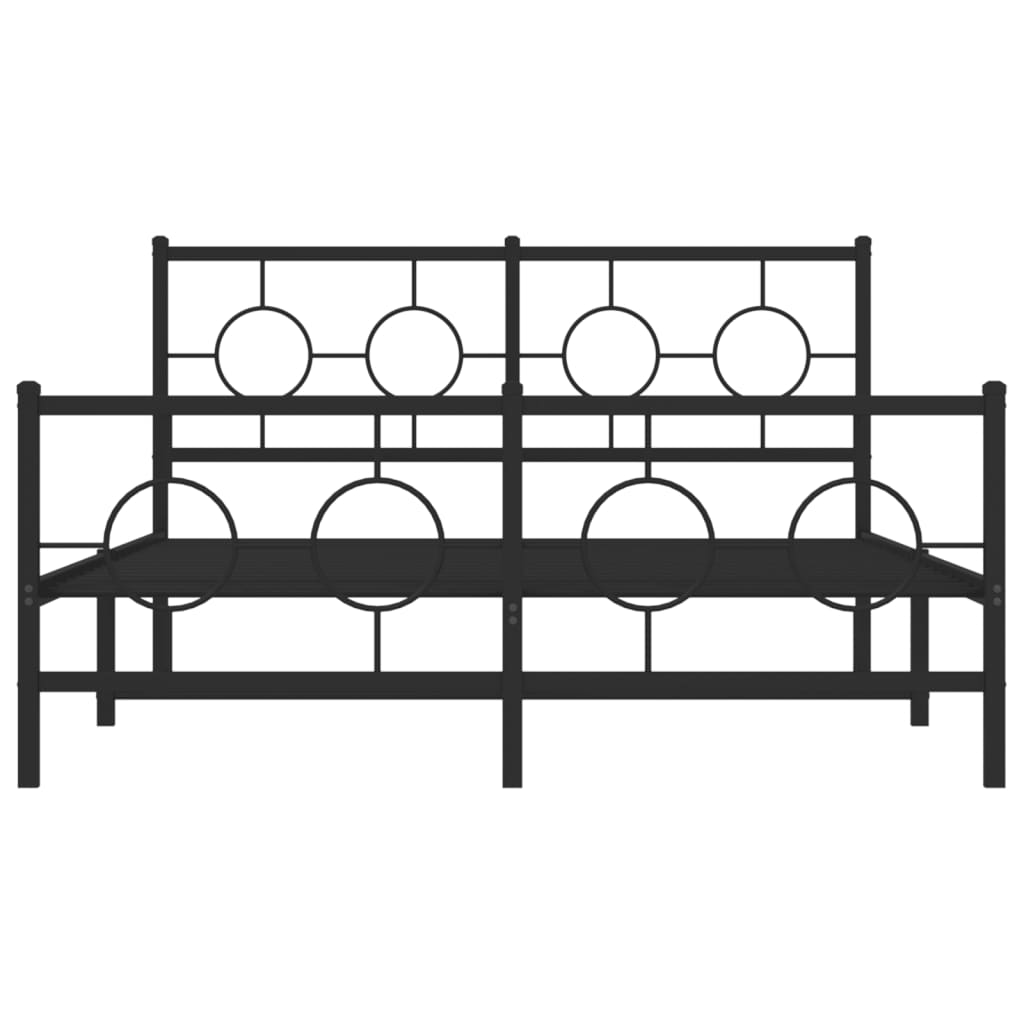 Giroletto con Testiera e Pediera Metallo Nero 140x190 cm | homemem39