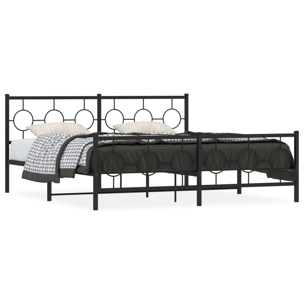 Giroletto con Testiera e Pediera Metallo Nero 183x213 cm | homemem39