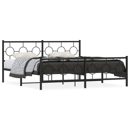 Giroletto con Testiera e Pediera Metallo Nero 183x213 cm | homemem39