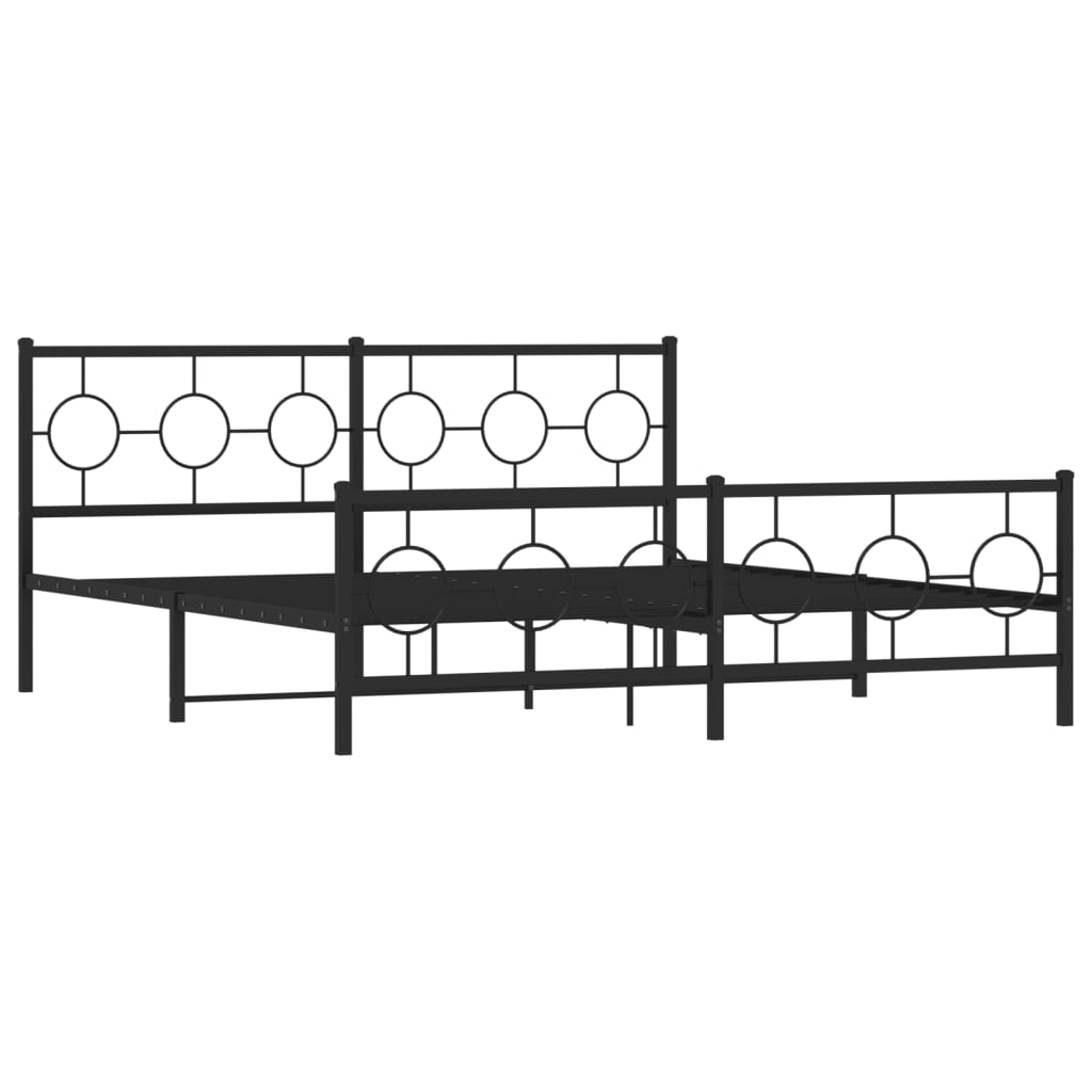Giroletto con Testiera e Pediera Metallo Nero 183x213 cm | homemem39