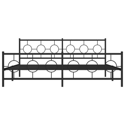 Giroletto con Testiera e Pediera Metallo Nero 193x203 cm - homemem39