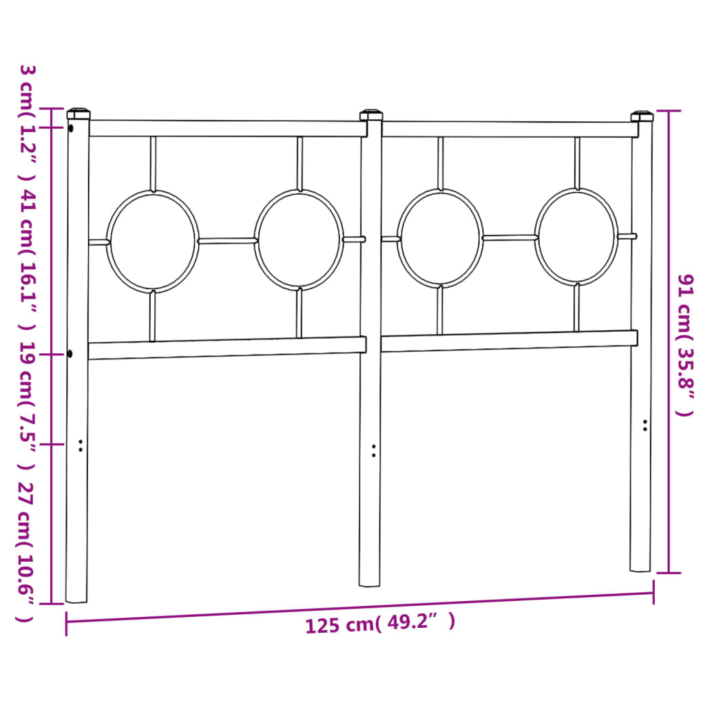Testiera di Ricambio in Metallo Nero 120 cm | homemem39