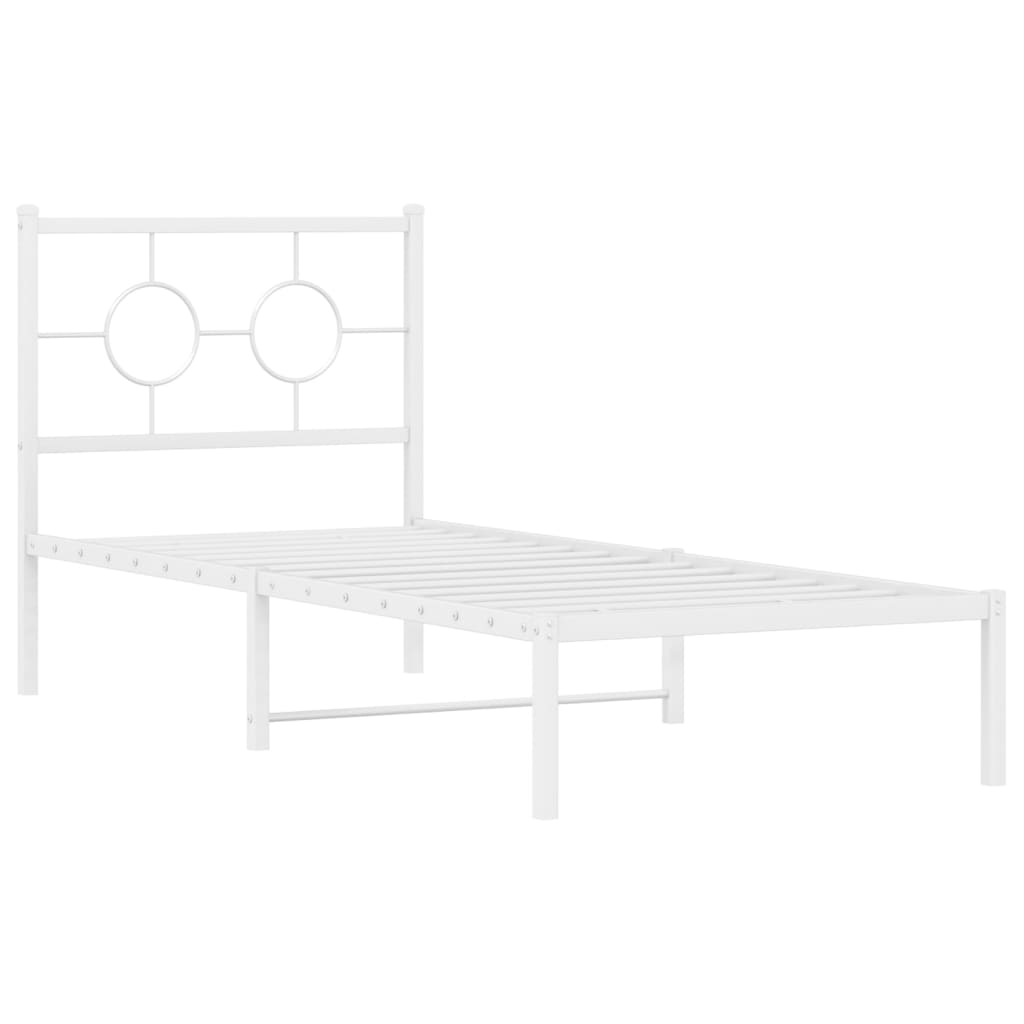 Giroletto senza Materaso con Testiera Metallo Bianco 75x190 cm