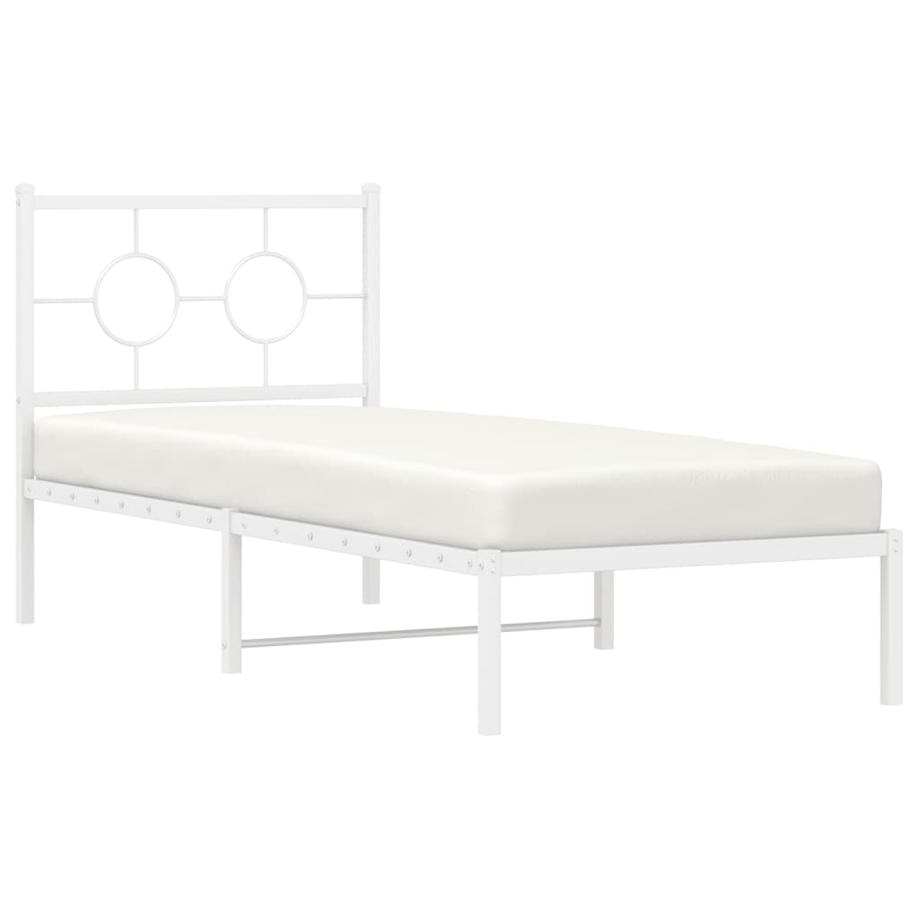 Giroletto senza Materaso con Testiera Metallo Bianco 75x190 cm